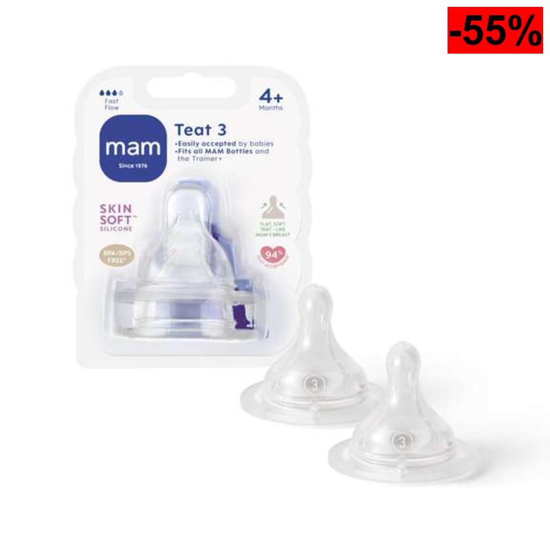 Tetinas de silicona de cuello ancho, pack de 2, Tamaño 3, (4 + meses) - oferta Amazon