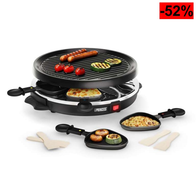 Princess Grill Party 162725 - Raclette Eléctrica Redonda para 6 Personas (Reacondicionado - Como Nuevo) - oferta Amazon