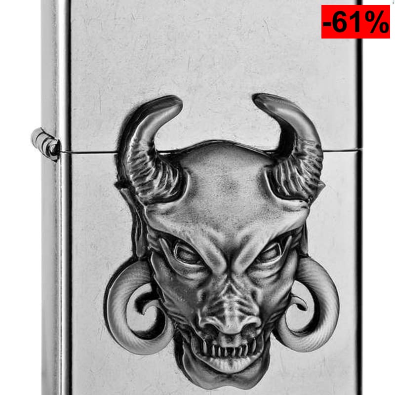 Mechero Original ZIPPO Devil Mini Emblema 3D, Street Chrome - oferta Amazon