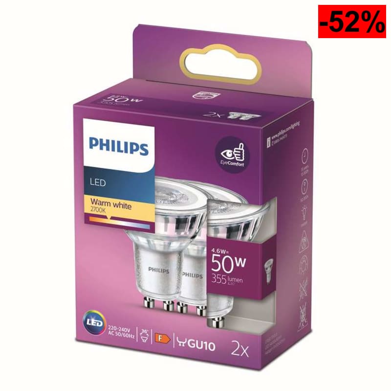 Philips - Lámpara LED Clásica GU10 (Equivalente a 50W) - oferta Amazon