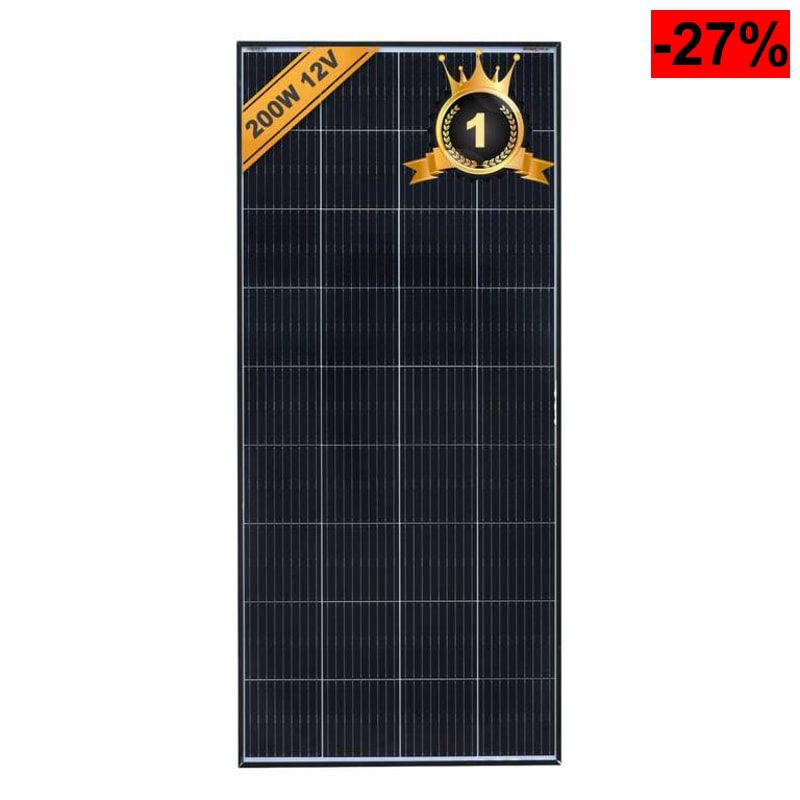 Panel Solar Monocristalino 200W 12V, PERC 9BB – Ideal para autocaravanas, instalaciones en balcones, casas de jardín (Marco Negro) - oferta Amazon