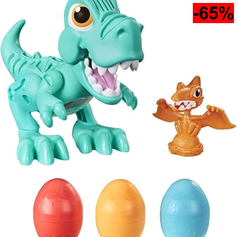 Play-Doh Juguete Rex el Dino glotón niños a Partir de 3 años con Sonidos de Dinosaurio y 3 Huevos - oferta Amazon