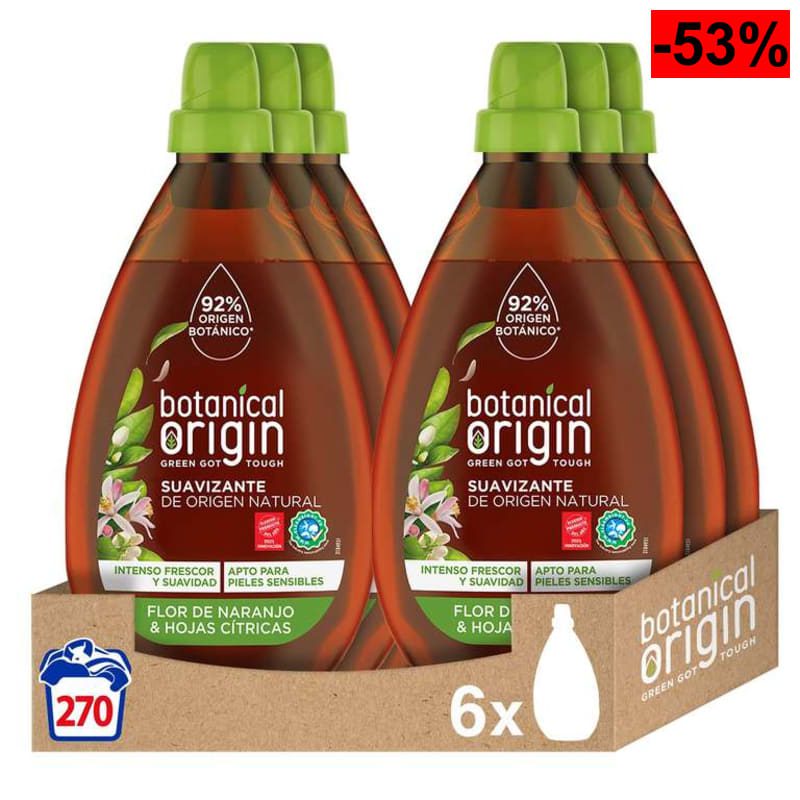 Botanical Origins Suavizante para Ropa Ecológico Apto para Pieles Sensibles, aroma Flor de naranjo y hojas cítricas - 270 Lavados - oferta Amazon