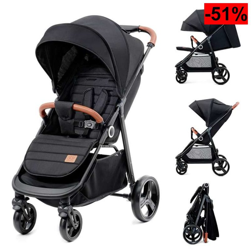 Kinderkraft GRANDE PLUS Silla de Paseo ligera, plegado con una sola mano, posición tumbada, suspensión de todas ruedas, capota grande XL - oferta Amazon