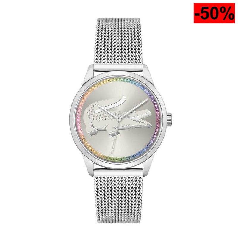 Reloj de Cuarzo Lacoste Ladycroc (Malla Acero, Esfera Plateada) - oferta Amazon