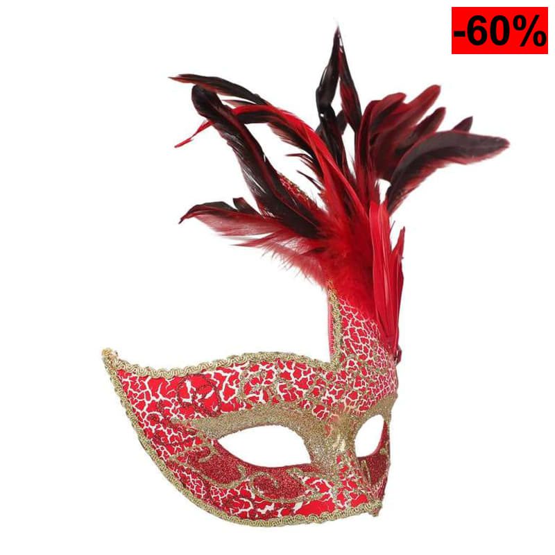 Máscara veneciana de plumas para carnaval y fiestas temáticas - oferta Amazon