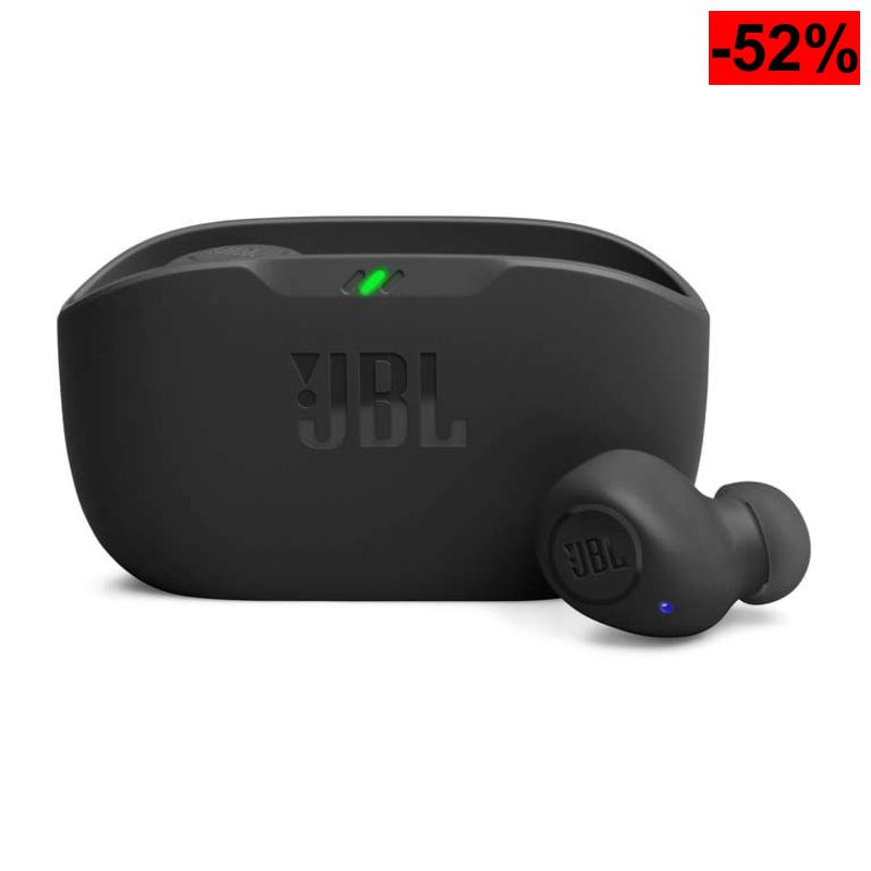 JBL Wave Buds con resistencia al agua IP54 e IPX2, graves potentes y 32 horas de autonomía - Negro - oferta Amazon