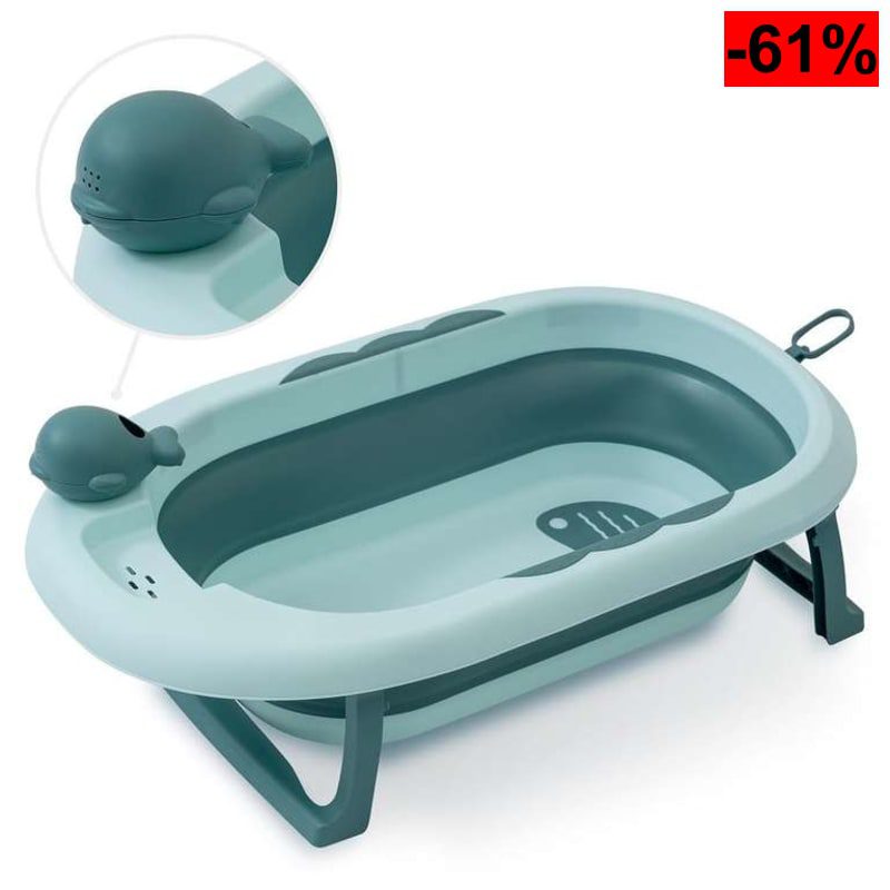 Bañera Plegable Bebé con Patas y Taza de enjuague | Bañera Bebe Plegable Portatil Antideslizante, Tapón de Desagüe - oferta Amazon