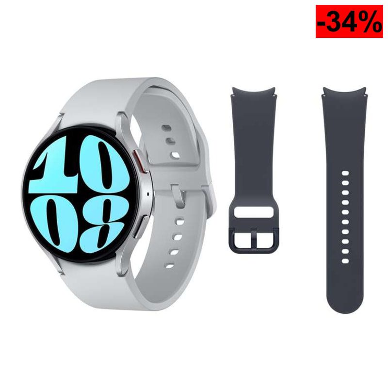 Samsung Galaxy Watch6 4G LTE, 44 mm + Correa de recambio - Smartwatch, Control de Salud, Seguimiento Deportivo, Plata (Versión Española) - oferta Amazon
