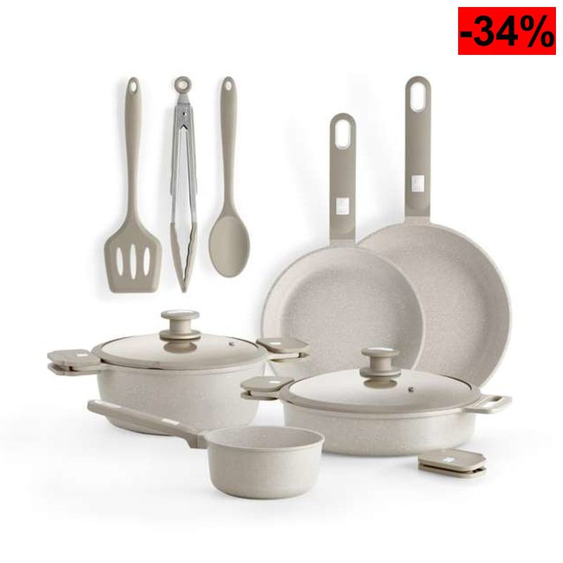 Batería de Cocina de 10 Piezas Monix Denmark (Aluminio Fundido, Antiadherente Sin PFOA, Todo Tipo de Cocinas, Inducción) - oferta Amazon