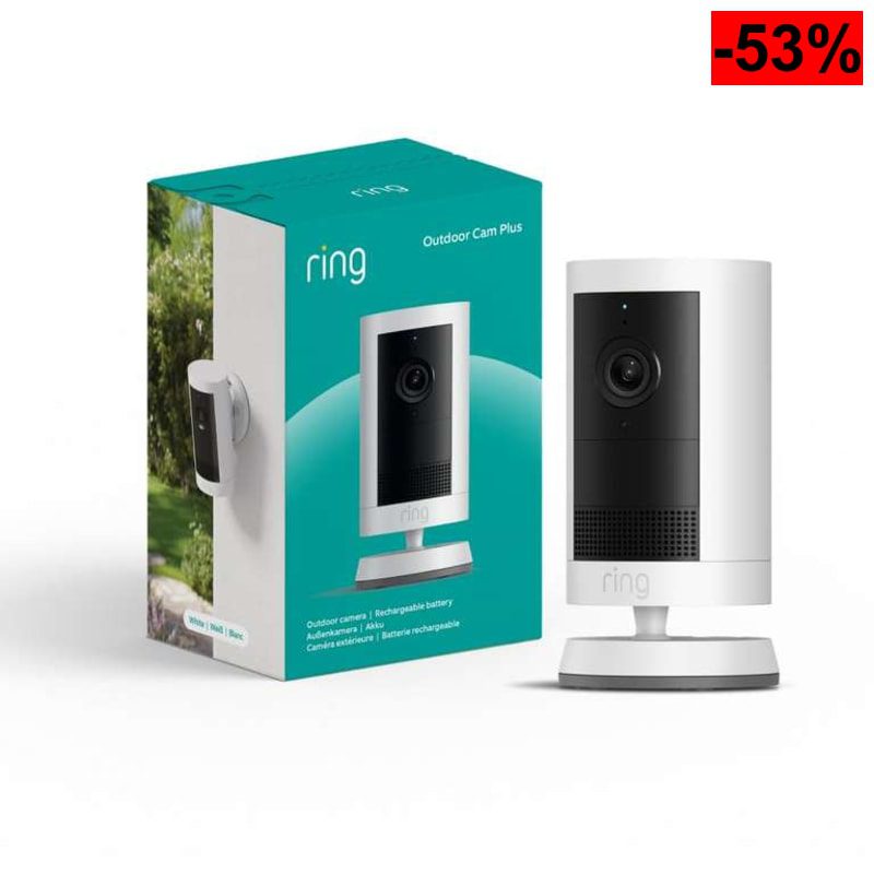 Ring | Cámara exterior Plus con batería (Outdoor Camera Plus última generación) | Vídeo 2K de gran angular | Cámara inalámbrica exterior - oferta Amazon