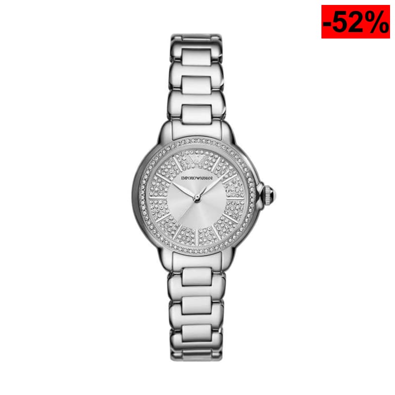 Emporio Armani Reloj para Mujer, Movimiento de Cuarzo trifuncional y Caja de 32 mm con Correa de Acero, Piel o Silicona - oferta Amazon