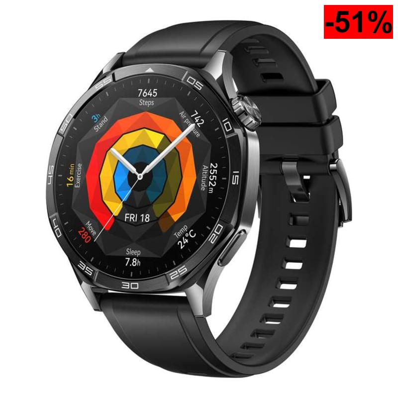 HUAWEI Watch GT 5 46mm Smartwatch, Silueta con , Seguimiento de Salud, 14 Días de Duración de la Batería, iOS & Android, Negro - oferta Amazon