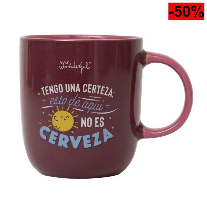 Mr. Wonderful - Taza - Tengo una certeza: esto de aquí no es cerveza - Taza de Café Personalizada -Taza de Cerámica con Mensaje Divertido - oferta Amazon