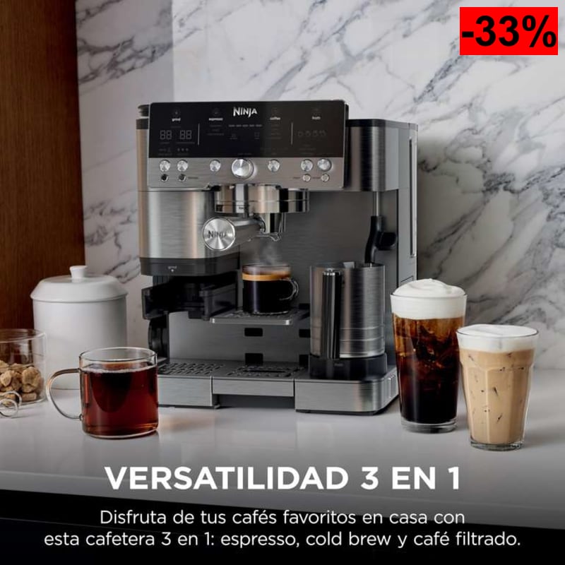 Cafetera Ninja Luxe Premier 3 en 1 (Espresso, Filtro, Cold Brew, Molinillo, Espumador) - oferta Amazon