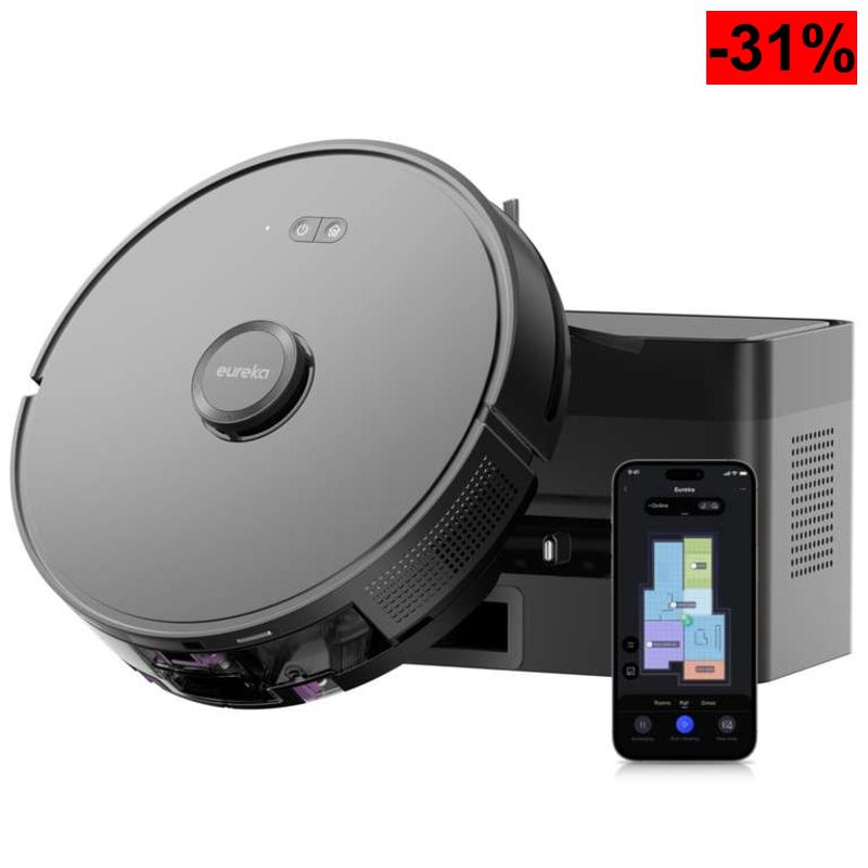 ureka E6 Plus Robot Aspirador y Fregasuelos, 5000Pa Succión Potente, Base de Vaciado Automático 2.5L - oferta Amazon