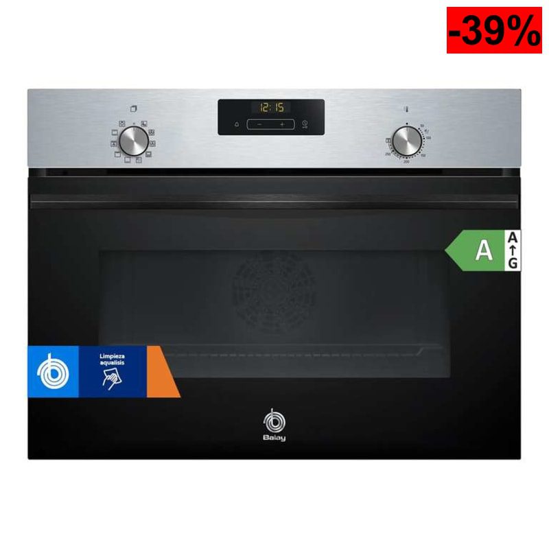 Balay - Horno Compacto Multifunción, 45cm, Control Comfort, Aqualisis, Mandos ocultables, Cristal, 3CB4130X3 - oferta Amazon