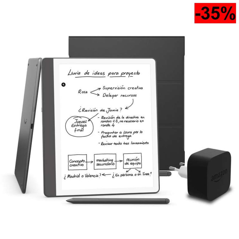 Kindle Scribe (versión 2024) de 32 GB, una funda basada en plantas de Amazon y un adaptador de corriente Amazon Powerfast de 9 W - oferta Amazon