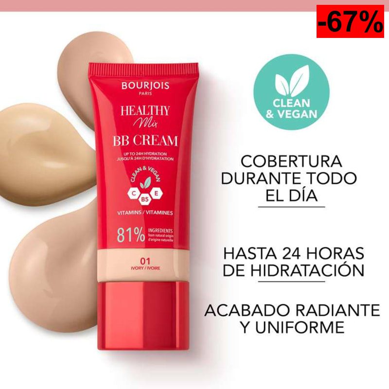 BOURJOIS BB CREAM UNISEX 81% Ingredientes Naturales - Formula ligera - oferta Amazon