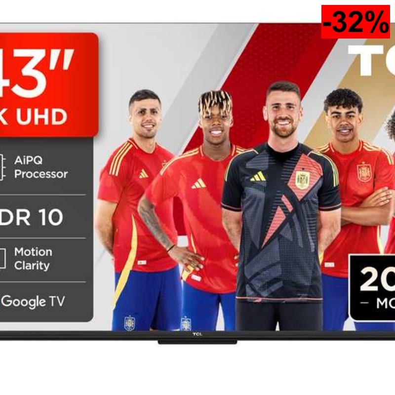 TCL 43V6C Televisor 43 Pulgadas 4K Smart TV LED, HDR, Google TV, Dolby Audio, Alexa y Google - oferta Amazon