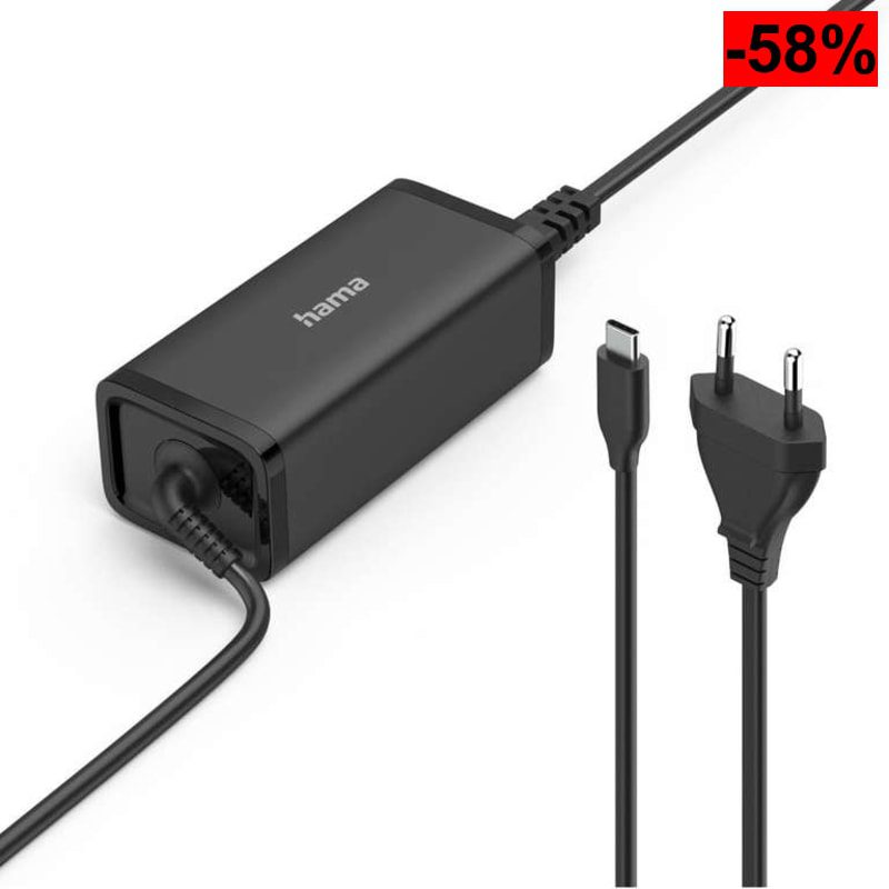 Hama | Cargador Universal USB c para portátil. (Tecnología GAN rápida, Power Delivery 100w, Protección contra sobrecarga, Diseño Compacto) - oferta Amazon