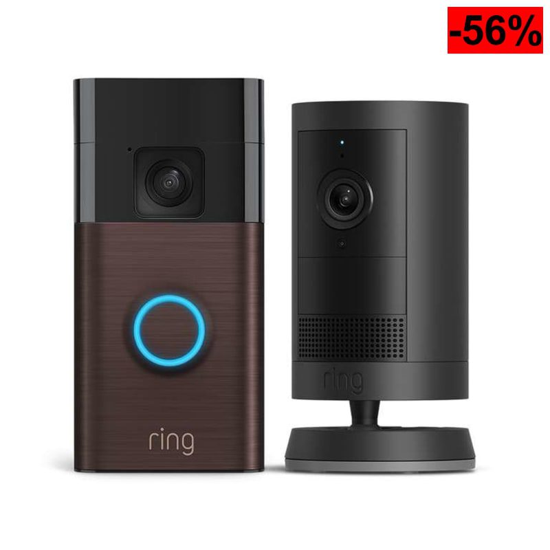 Novedad Ring | Cámara exterior Plus con batería (30 días gratis de Ring Home) + Ring videotimbre con batería I 30 días gratis de Ring Home - oferta Amazon
