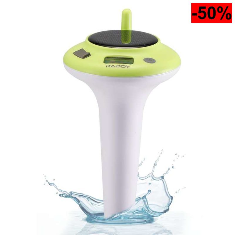 Termómetro flotante para piscina Raddy PT-5 energizado por sol y batería - oferta Amazon