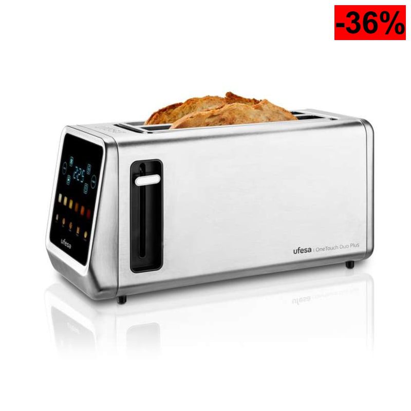 Tostador Digital Ufesa One Touch Duo Plus (1400W, Pantalla LED, 6 Niveles, Modos Bagel/Gofre, Memoria) - oferta Amazon