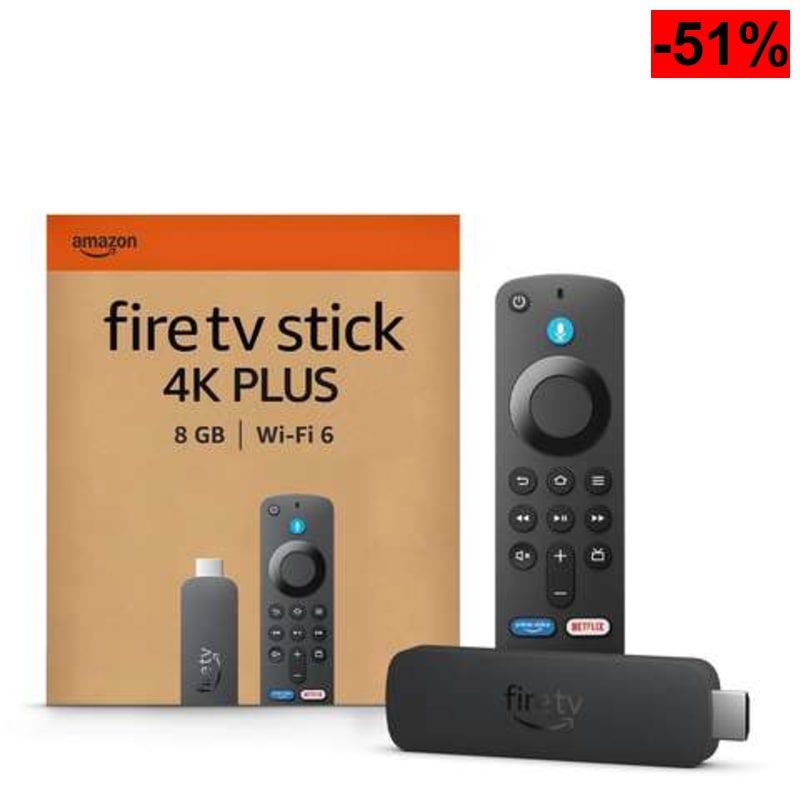 Amazon Fire TV Stick 4K Plus, compatible con Wi-Fi 6, Dolby Vision, Dolby Atmos y HDR10+, encuentra series más rápido con Alexa+ - oferta Amazon