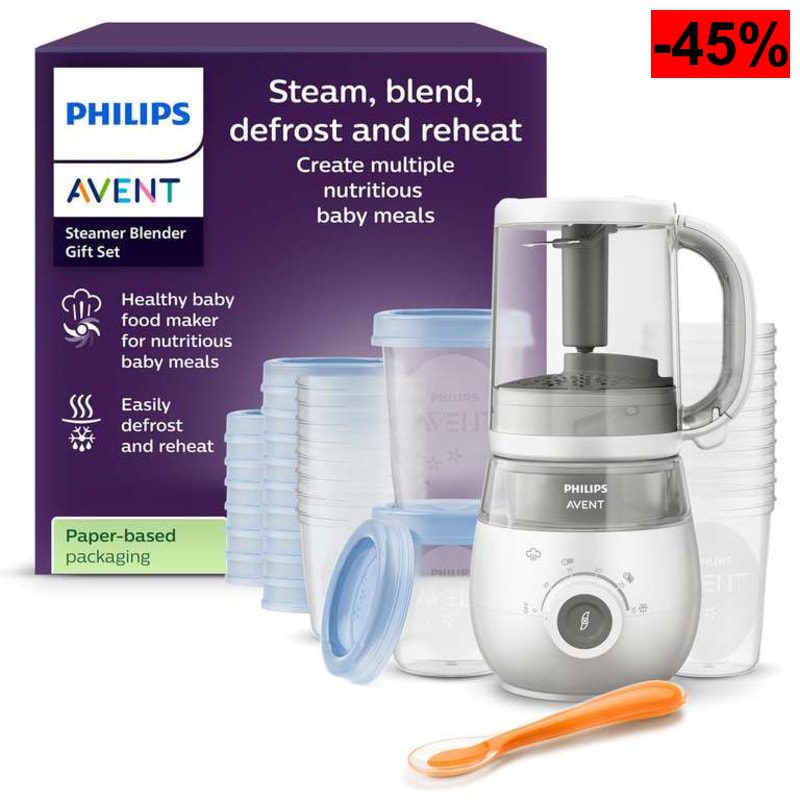 Robot de Cocina Infantil 4 en 1 Philips Avent SCF883/20 (Cocina al Vapor, Batidora, Set de Regalo con Vasos) - oferta Amazon