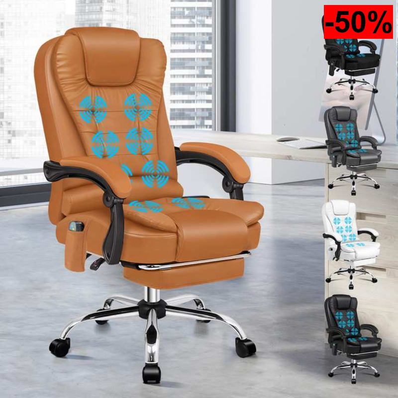 Silla Oficina con Masaje, Calefactable, Reposapiés Retráctil, Reclinable 150° (negro en descripción) - oferta Amazon