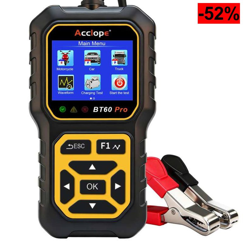 BT60 pro Comprobador Digital de Baterías, Analizador de Sistema de Carga y Arranque,Litio, Gel, para Vehículos, Camiones, Motocicletas - oferta Amazon