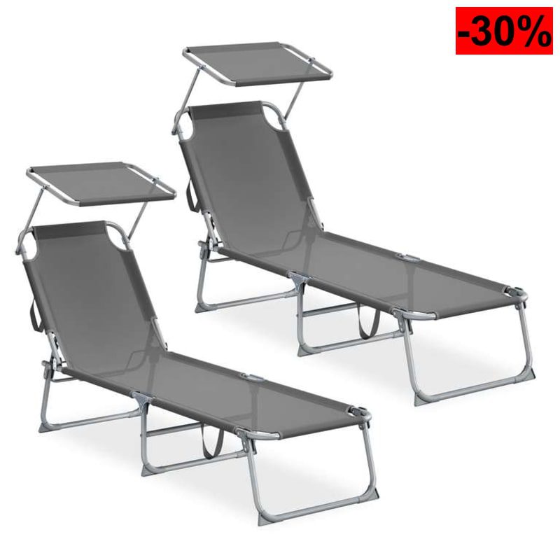 SONGMICS Tumbonas Plegables, con Parasol y Respaldo Ajustables - oferta Amazon