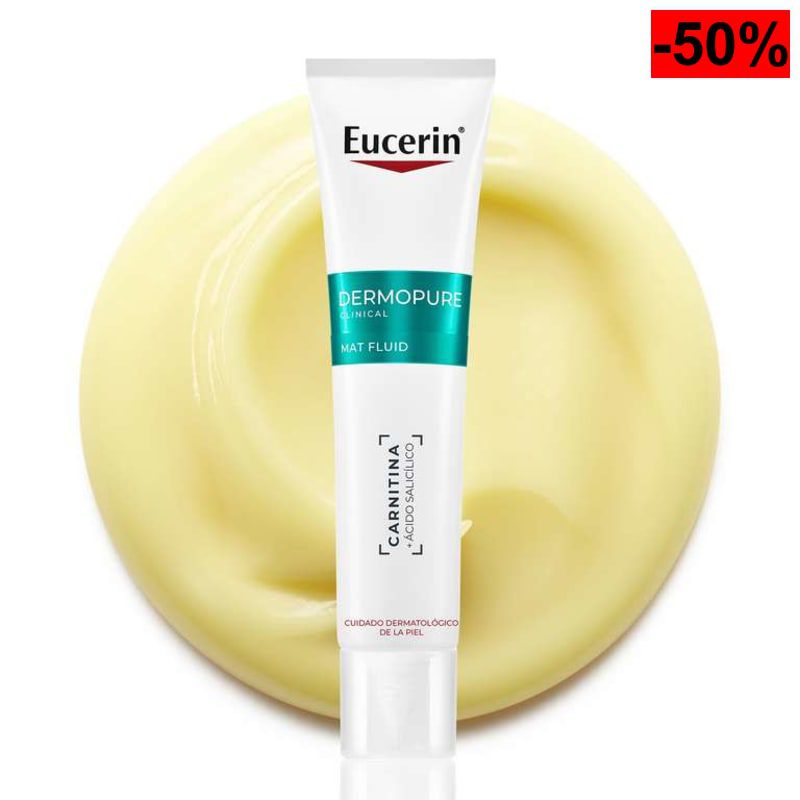Eucerin DermoPure Clinical Mat Fluid (50 ml), crema de cara que controla los brillos durante 8 horas - oferta Amazon