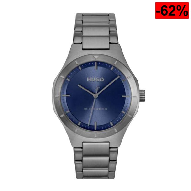 Hugo Reloj Lit chapado en gris con esfera azul - oferta Amazon
