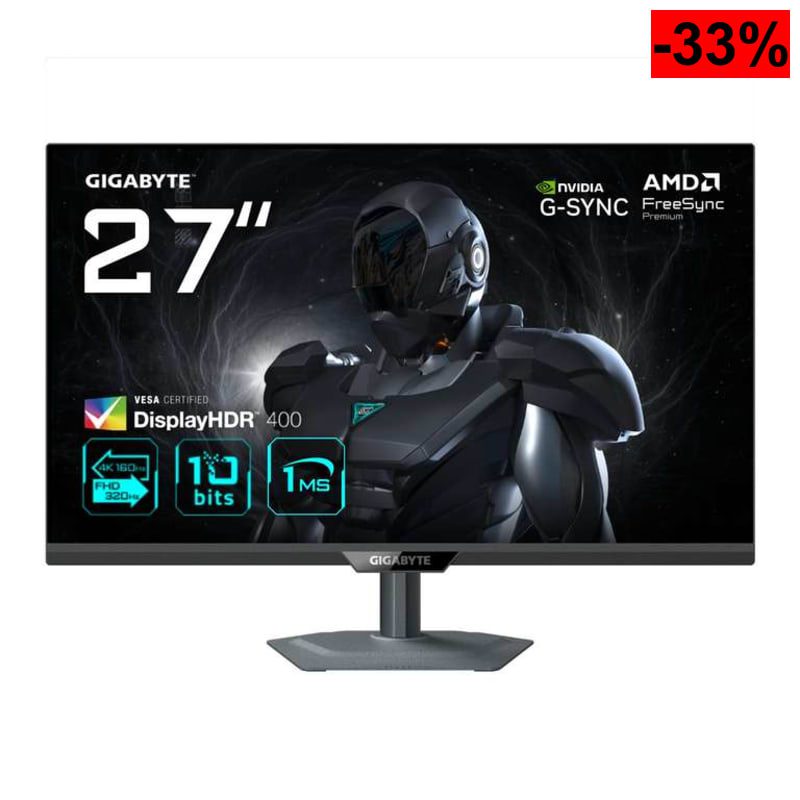 GIGABYTE G27U Monitor de Juego 27” 4K UHD - Modo Dual (4K 160Hz o FHD 320Hz), 3840 x 2160, 1ms, 350 CD/m², FreeSync Premium, DisplayHDR400 - oferta Amazon