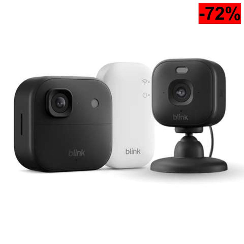 Cámara exterior 2K+ Blink (última generación), sistema de 1 cámara, Negro + Cámara Mini 2K+ Blink (última generación) - oferta Amazon