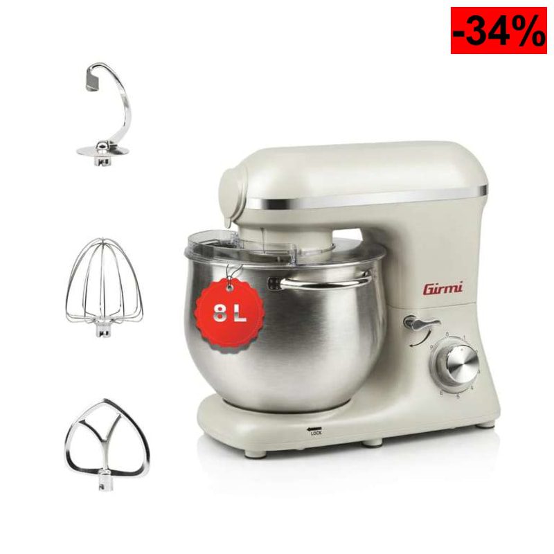 Girmi Amasadora IM50W Recipiente de acero inoxidable de 8 l - oferta Amazon