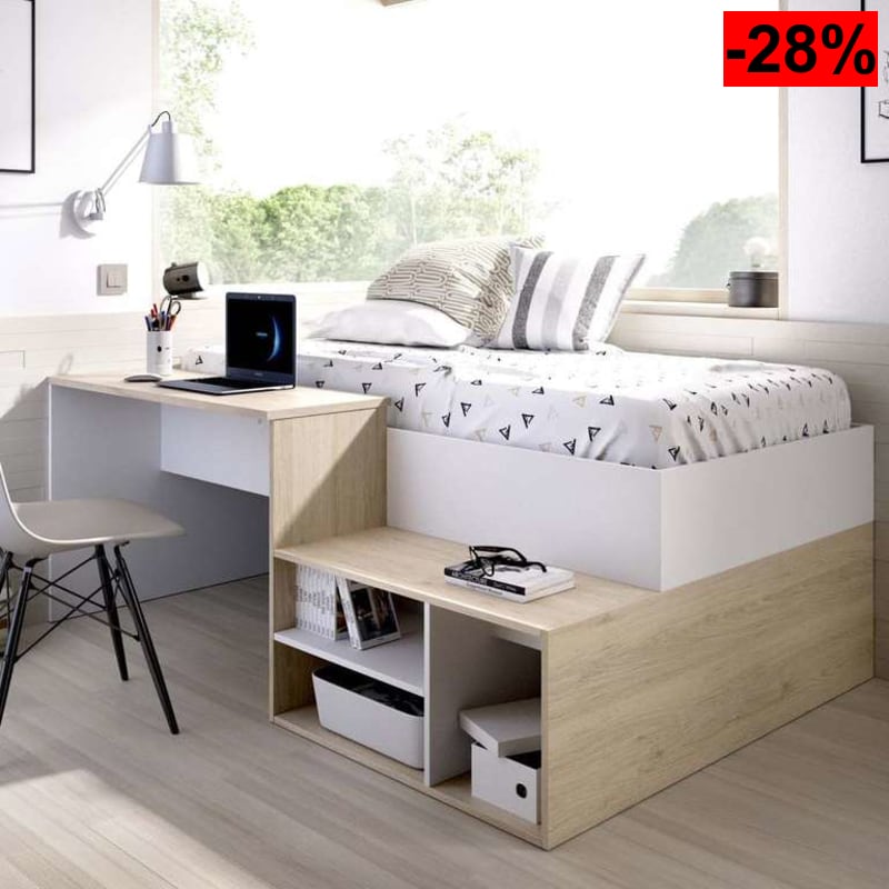 Pack Ahorro Cama Escritorio Kric con colchón Nova y somier Lama Ancha 90 x 190 cm - oferta Amazon