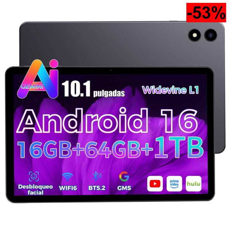 Tablet 10'' Android 16 Gemini AI 53% + cupón 5€ - ~89,99€ en vez de 199,99€ - oferta Amazon