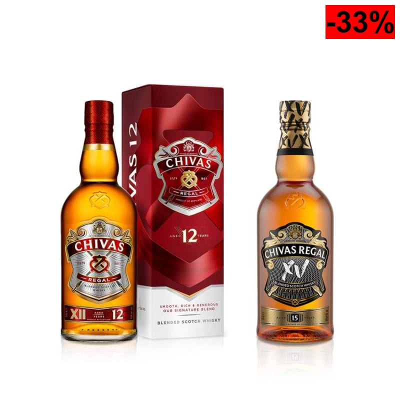 Chivas Regal 12 Años Whisky Escocés de Mezcla, 700ml + Chivas Regal XV Whisky Escocés de Mezcla Premium, 700 ml - oferta Amazon