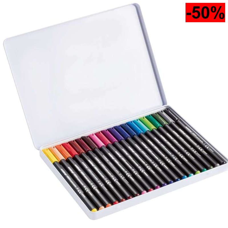Edding 1200-20S - Estuche de Metal con 20 Rotuladores 1200 - Multicolor - oferta Amazon