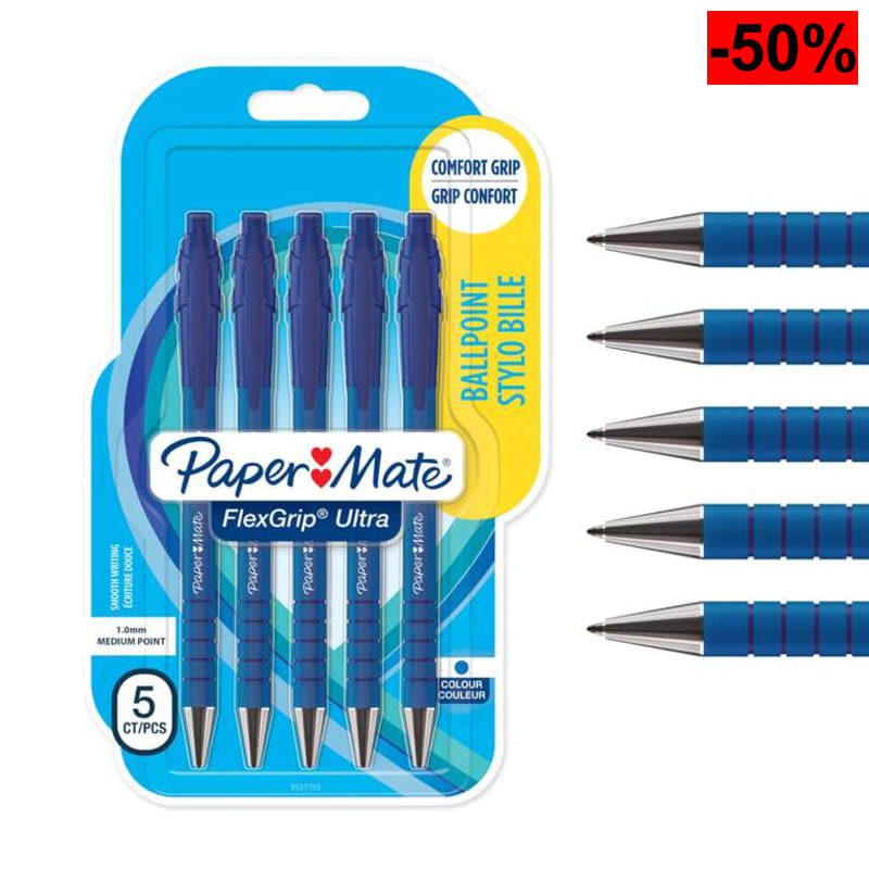 Oferta: Paper Mate Flexgrip Ultra bolígrafo retráctil | punta mediana (1,0 mm) | azul | paquete de 5 - oferta Amazon