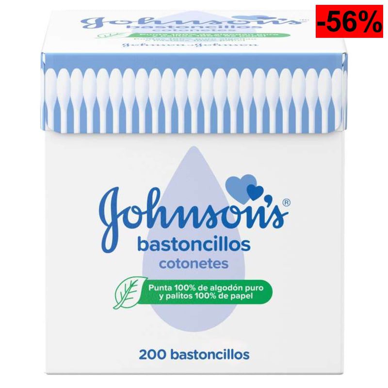 200 unidades Johnson's Baby bastoncillos para bebés, niños y adultos, bastoncillos para los oídos 100% de algodón puro - oferta Amazon