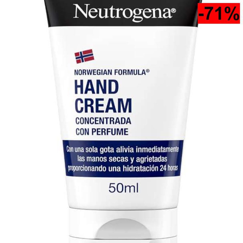 Neutrogena Fórmula Noruega Crema de Manos Concentrada con Perfume (50 ml),reparadora con glicerina y vitamina E, para pieles sensibles secas - oferta Amazon
