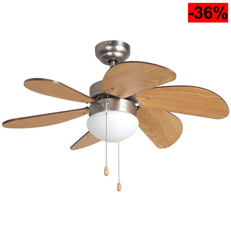 Orbegozo CP 15075N Ventilador de techo con luz 50 W, 3 velocidades, 6 aspas de madera, Sistema de ventilación reversible, - oferta Amazon