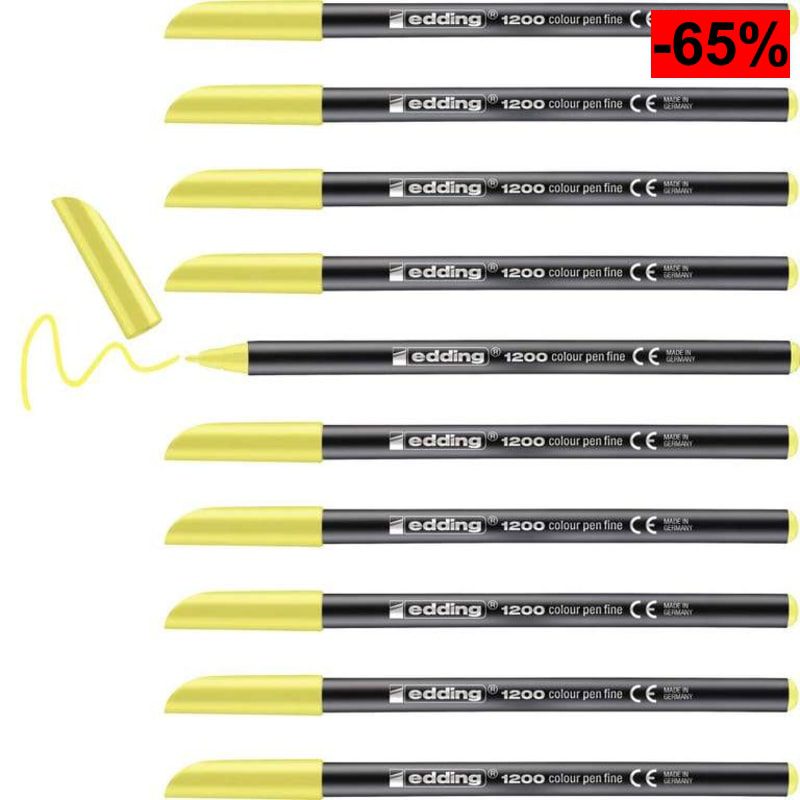 Edding 1200 Caja con 10 Rotuladores con Punta de Fibra, Amarillo Neón (Azul y Marrón en descripción) - oferta Amazon