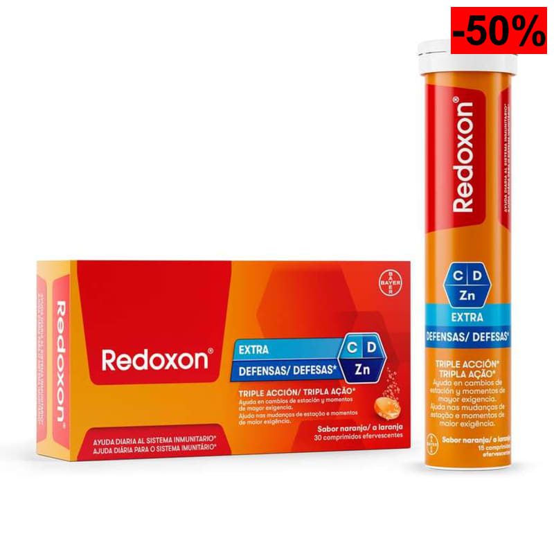 REDOXON Vitamina C Efervescente - Extra Defensas 30 Comprimidos - Sabor Naranja - Complemento Alimenticio con Vitamina D y Zinc - oferta Amazon