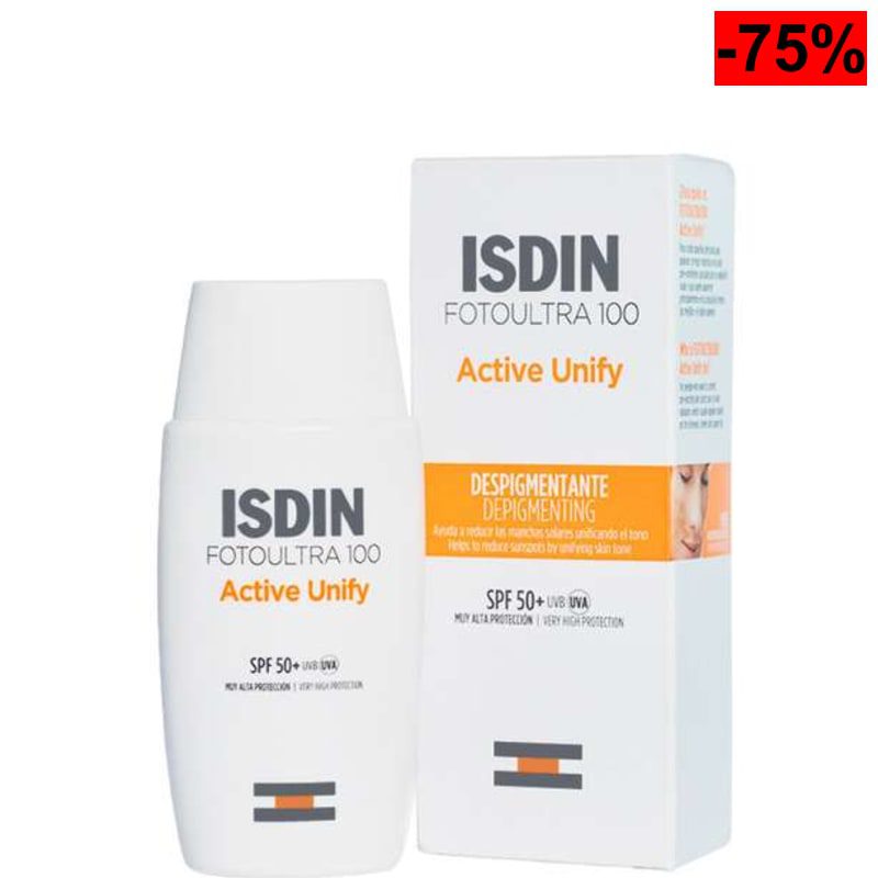 ISDIN Fotoultra 100 Active Unify SPF 50+ Crema Fluida con Triple Acción Despigmentante 50ml - oferta Amazon