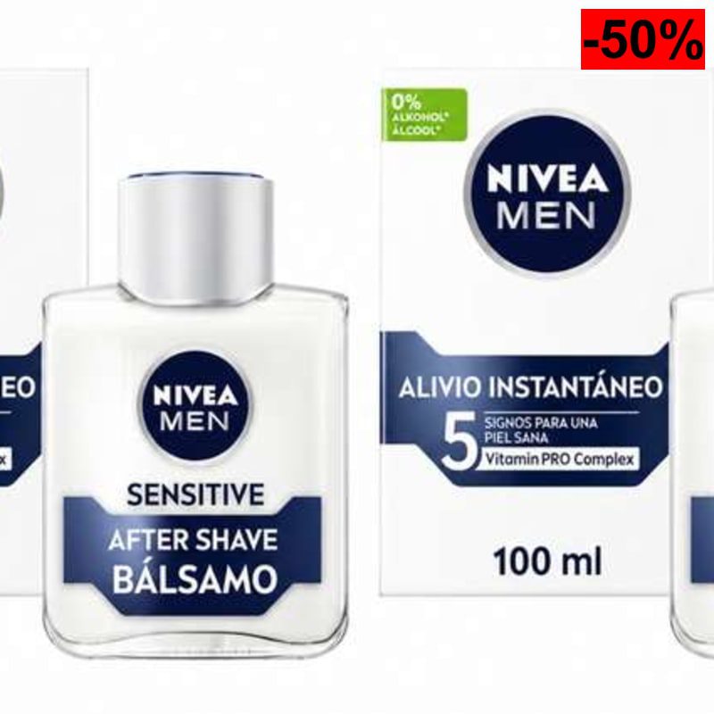 2 X NIVEA MEN Sensitive Bálsamo After Shave (100 ml), para el cuidado de la piel sensible (2,87€/unidad) - oferta Amazon